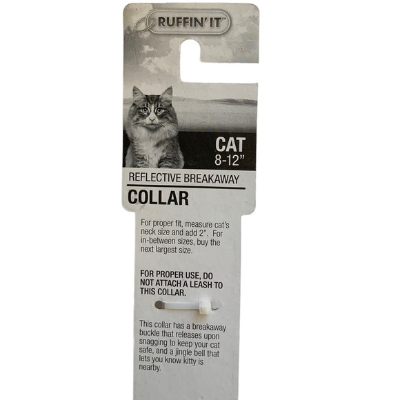 Cat Collar Reflective Adjustable Paw Print Breakaway Clasp Bell Black White 8-12 - Picture 7 of 11